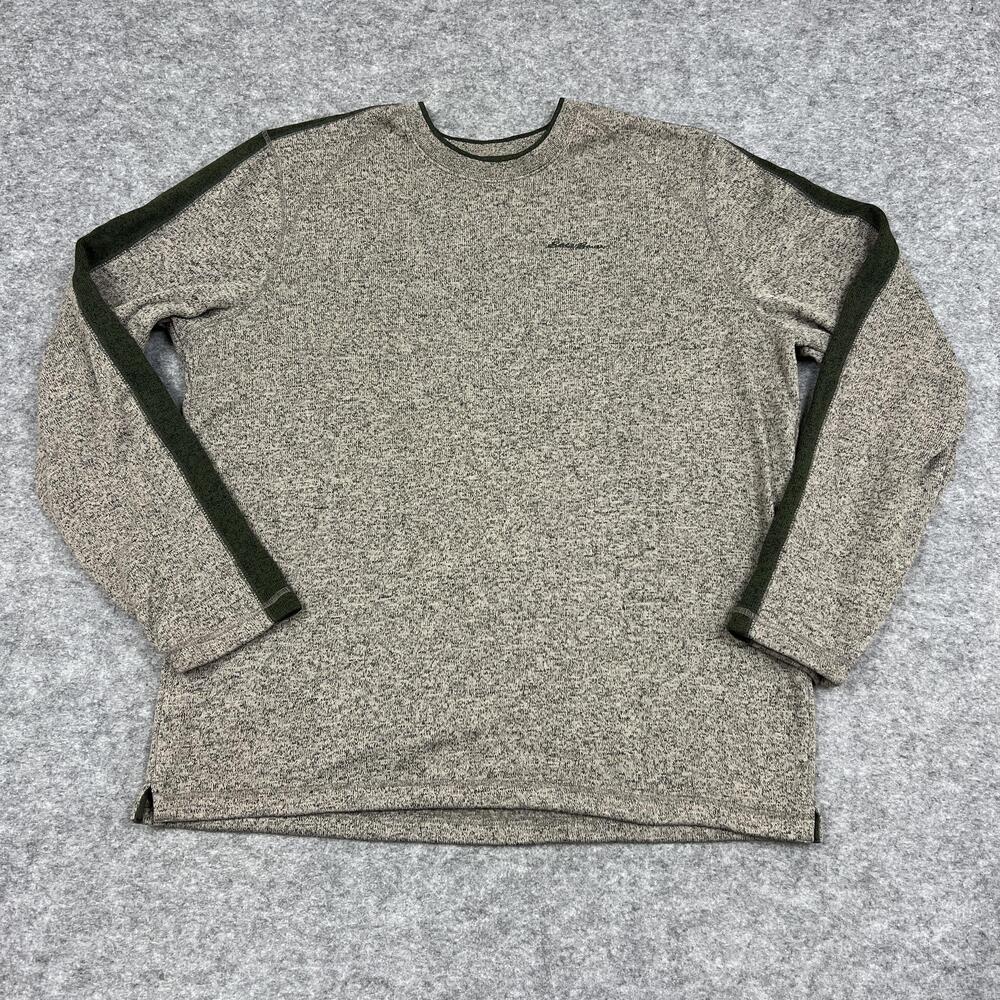 Eddie Bauer Sweater Mens XLT Gray Polyester Pullover Crewneck Thermal Casual